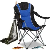 Relaxdays Taittotuoli 108x90x72cm, sininen/musta/hopeinen