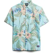 Superdry for man. M4010353A Blue Hawaiian shirt (S), Casual, Cotton, Short sleeve