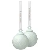 Lyngby Porcelæn - Rhombe Joulupallo 5 cm 2 kpl Soft Green