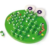 Small Foot Wooden Frog Solitaire -lautapeli - - 6-vuotiaasta alkaen - 34 pelinappulaa