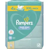 Pampers Fresh Clean puhdistavat kosteuspyyhkeet lapsille herkälle iholle 4x80 kpl