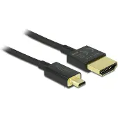 DeLOCK – Cable HDMI High Speed with Ethernet HDMI-A male > HDMI Micro-D male 3D 4K 0.25 m Slim (85119)