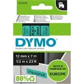 Dymo D1 -teippi 12 mm x 7 m, musta vihreällä pohjalla