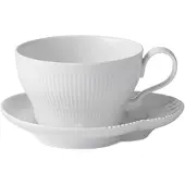 Royal Copenhagen - White Elements Kahvikuppi ja lautanen 26 cl