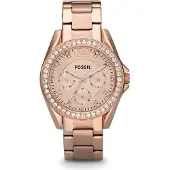 Fossil Analoginen kello 'Riley' roseekulta