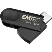 Emtec C280, 64 GB, USB Type-C, 3.2 Gen 1 (3.1 Gen 1), Taittuva, Musta (ECMMD64GC283)