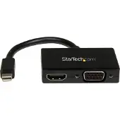 StarTech.com Travel A/V adapter: 2-in-1 Mini DisplayPort to HDMI or VGA converter videomuunnin Mini DisplayPort Uros VGA, 19 pin HDMI Type A Naaras Musta