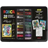 Uni Feutre - UNI-BALL - POSCA 20P - Metalli laukku - 20 väriä - Hajuttomat ja valonkestävät