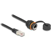 DeLOCK – RJ45 Cat6A cable M20 IP68 25 cm black with cap (88146)