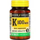 Mason Natural , Vitamiini K, 100 mcg, 100 Tablettia