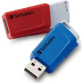 Verbatim 32GB Store 'n' Click, 3.2 Gen1 USB-A -muistitikku, 80/25 MB/s, 2kpl, sininen + punainen