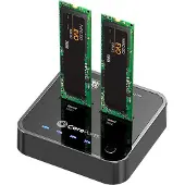 CoreParts MS-CLONER-SATA kaksipaikkainen HDD/SSD-telakka, M.2 SATA / 2,5", USB 3.2 Gen 2, offline-kloonaus, musta