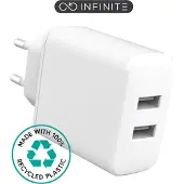 ESTUFF INFINITE USB-A -laturi EU 24W 2xUSB-A valkoinen rPC 98%, ES637005