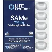 Life Extension , SAMe S-Adenosyyli-Metyyliamiini, 200 mg, 30 Enteriksi Kapseloidut Kasvispäällinen Pilleri