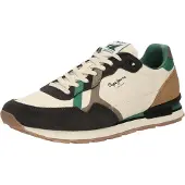 Pepe Jeans for man. PMS40029 Brit Cover multicoloured leather slippers (42), Flat, Suede, Laces, Casual, Multicolor