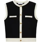 Mango Knitted Waistcoat With Contrast Piping - Black - XS