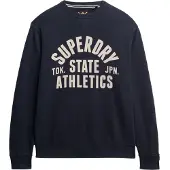 Superdry for man. M2014090A Athletic Essentials navy crew neck sweatshirt (L), Casual, Cotton