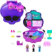 Polly Pocket Monster High Compact With 3 Micro Dolls & 10 Accessories, Opens To High School - Multi/patterned - ONE SIZE