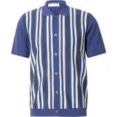 Selected Slhmattis Ss Knit Stripe Polo Cardigan - Blue - M