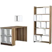 Hannah Home Pöytä ja kirjahylly Hanah Home Box - pähkinä, valkoinen