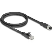 DeLOCK 80589, 1 m, Cat5e, S/FTP (S-STP), M12, RJ-45, Musta