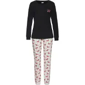 LASCANA Pyjama vaaleanruskea / musta / valkoinen