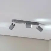 TK Lighting Kattokohdevalo Livia, harmaa, 52 cm, 3-lamppuinen, metalli, GU10 Livia , himmennettävä, Alumiini/harmaa/sinkki, Lastenhuone, Metalli