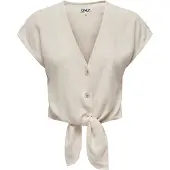 ONLY Onlsiesta Ss Knot Lin Bl Shirt Pnt Noos - Cream - XS