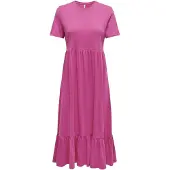 ONLY Onlmay Life S/S Peplum Calf Dress Jrs - Pink - XS