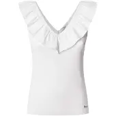 Pepe Jeans for woman. PL506050 V-neck ribbed top Millie white (XL), Casual, Cotton, Sleeveless / Straps, Sustainable