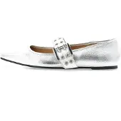 Bianco Biarose Karré Mary Jane Flat Faux Leather - Silver - 39