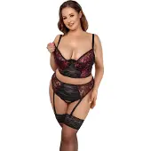 Cottelli Plus Size - rintaliivisetti - punainen - 90C/XL