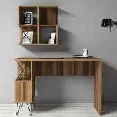 Hannah Home Pöytä ja kirjahylly Hanah Home Extra 2 - Pähkinä, musta