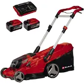 Einhell RASARRO 36/42 hiiliharjaton työnnettävä akkuruohonleikkuri, 36 volttia, 2 x 5,2 ampeerituntia, 420 millimetriä, Musta, Punainen