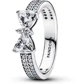 Pandora Bow Sterling Silver Ring With Clear Cubic Zirconia - Silver - 52