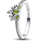 Pandora Disney Tiana Sterling Silver Ring With Light Green Crystal And Clear Cubic Zirconia - Green - 52