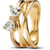 Pandora Bow 14K Gold-Plated Ring With Clear Cubic Zirconia - Gold - 56
