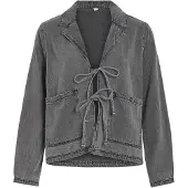 Vila Vikiki L/S Tie Denim Jacket Dgd - Grey - 34