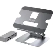 Ginza.se Adjustable Laptop Stand in Aluminum with Dual HDMI 4K USB-C Mini Docki