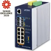 Planet IP30 DIN-rail Industrial L3 8P Hallittu Gigabit Ethernet (10/100/1000) Alumiini, Sininen (IGS-6325-8UP2S2X)