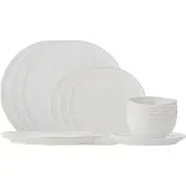 Bloomingville Addison Dinnerware Set, White, Stoneware - White - ONE SIZE