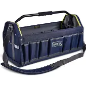 Raaco 24tm ToolBag PRO kovalla pohjalla ja monilla taskuillaKxSxK:324 x 626 x 264 mm