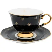 Hilke Collection Anima Gemella Nero kuppi ja aluslautanen 22 cl