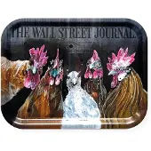LISA TÖRNER ART - Tarjotin Roosters of Wall Street 28x36 cm