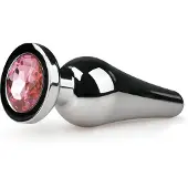 EasyToys Metal No.11 - perhosvaaleanpunaisilla kivillä koristeltu kartiomainen anustappi (hopea, 3,5 cm)