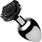 Booty Sparks Black Rose - alumiininen anustappi (hopea-musta)