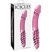Icicles No. 57 - kaksipäinen lasidildo penis - pinkki