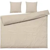 Juna Daisy Påslakanset 220X220 Cm Sand/Vit Se - Beige - 220X220CM