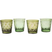 Pols Potten - Tie Up Tumbler Lasi 8,5 cm 4 kpl Oliivinvihreä