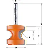 Cmt Pyöristysjyrsin ; S=1/4''; D=25,4 mm
